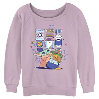 Juniors' The Child Snacks Time Long Sleeve Slouchy Terry Pullover