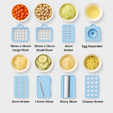 CASAFOYER 16 in 1 Vegetable Chopper, Mandoline Slicer and Food Processor