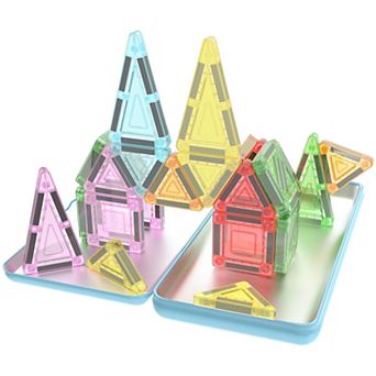 PicassoTiles Nano 30 pc Magnetic Tiles Building Set for Kids, Mini STEM Toy with Tin Case