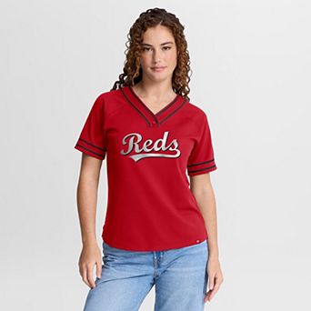 Women's Fanatics Red Cincinnati Reds Diva Race Ahead Raglan V-Neck T-Shirt