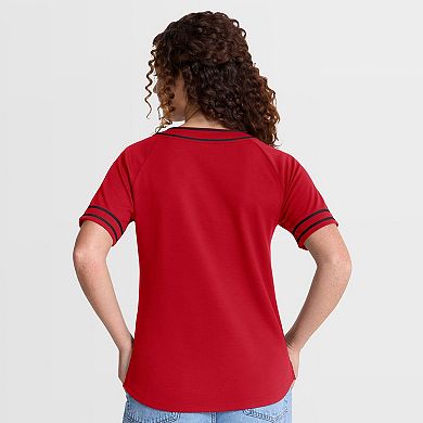 Women's Fanatics Red Cincinnati Reds Diva Race Ahead Raglan V-Neck T-Shirt