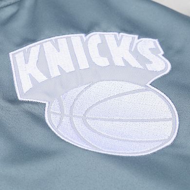 Men's Mitchell & Ness Blue/Silver New York Knicks Thunderstorm Lightweight Satin Full-Snap Jacket