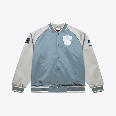 Men's Mitchell & Ness Blue/Silver New York Knicks Thunderstorm Lightweight Satin Full-Snap Jacket