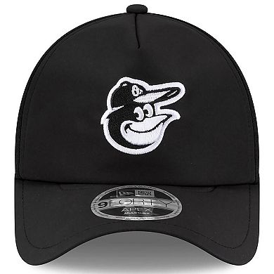 Men's New Era Black Baltimore Orioles 2026 Batting Practice Apex 9FORTY Adjustable Trucker Hat