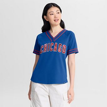 Women's Fanatics Royal Chicago Cubs Diva Race Ahead Raglan V-Neck T-Shirt