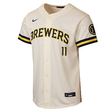 Youth Nike Jackson Chourio Cream Milwaukee Brewers Home Stadium Jersey