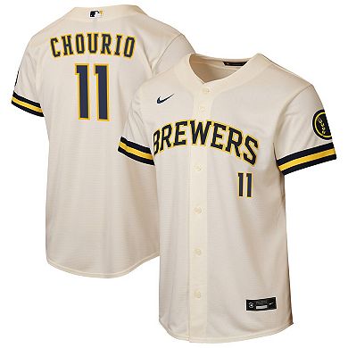Youth Nike Jackson Chourio Cream Milwaukee Brewers Home Stadium Jersey