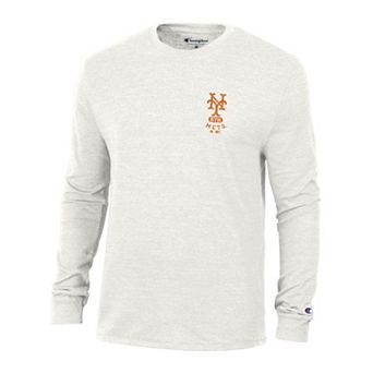 Men's Champion White New York Mets Cooperstown Winning Tradition Tri-Blend Long Sleeve T-Shirt