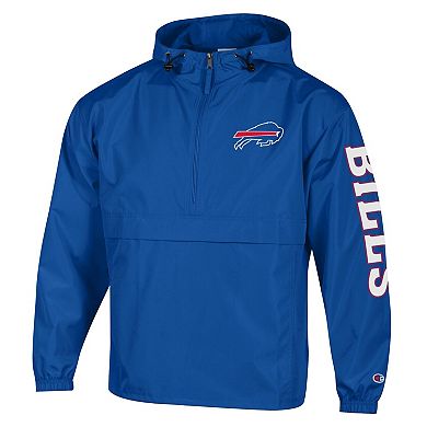 Men's Champion Royal Buffalo Bills Packable Windbreaker Half-Zip Jacket