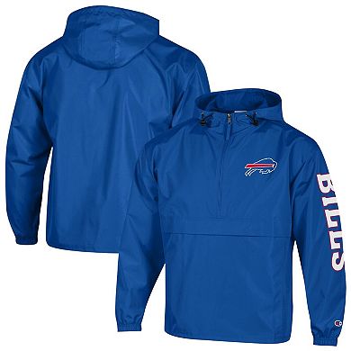 Men's Champion Royal Buffalo Bills Packable Windbreaker Half-Zip Jacket