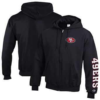 Men's Champion Black San Francisco 49ers Powerblend Fleece Full-Zip Hoodie