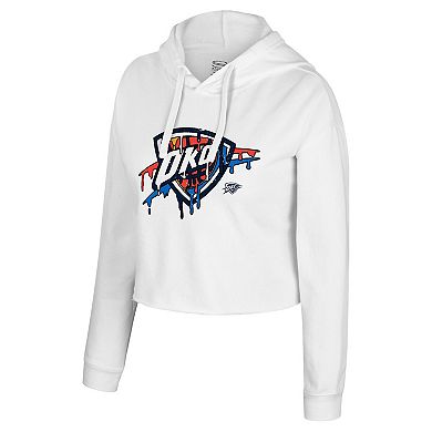 Women's Stadium Essentials White Oklahoma City Thunder Ice Cream Cropped Hoodie
