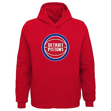 Youth Outerstuff Red Detroit Pistons Primary Logo Pullover Hoodie