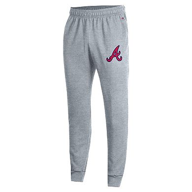 Men's Champion Heather Gray Atlanta Braves Powerblend Joggers