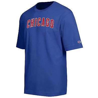 Men's Champion Royal Chicago Cubs All Star Chenille Wordmark T-Shirt