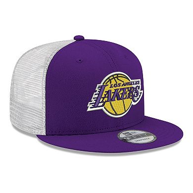 Men's New Era Purple Los Angeles Lakers Core Logo Meshback 9FIFTY Snapback Hat