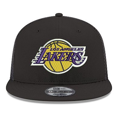Men's New Era Black Los Angeles Lakers Core Logo Meshback 9FIFTY Snapback Hat