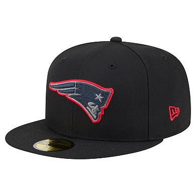Men's New Era Black New England Patriots Color Pop 59FIFTY Fitted Hat
