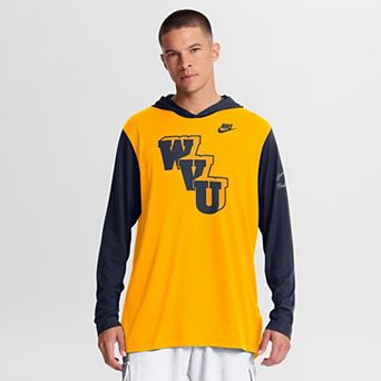 Men's Nike Gold/Navy West Virginia Mountaineers Campus Legacy Tri-Blend Long Sleeve Hooded T-Shirt