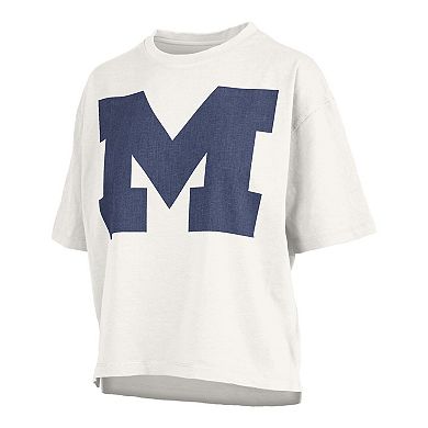 Women's Pressbox White Michigan Wolverines Big Canvas Puff Castillo Motley T-Shirt