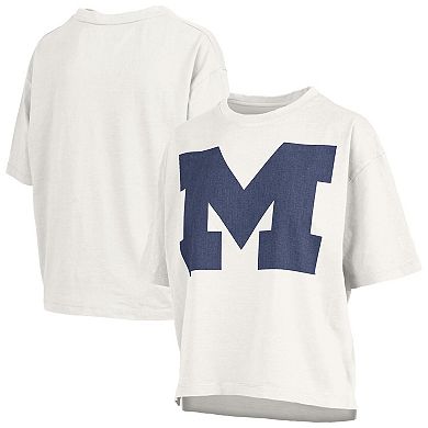 Women's Pressbox White Michigan Wolverines Big Canvas Puff Castillo Motley T-Shirt