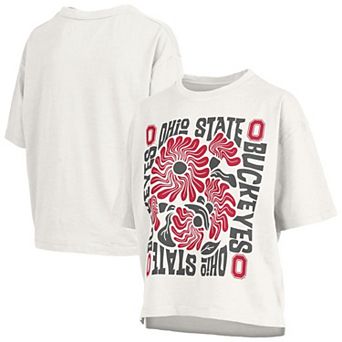 Women's Pressbox White Ohio State Buckeyes Elena Oversized T-Shirt