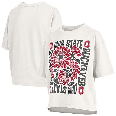 Women's Pressbox White Ohio State Buckeyes Elena Oversized T-Shirt
