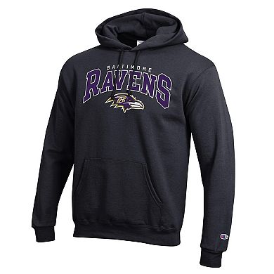 Men's Champion Black Baltimore Ravens Powerblend Arch over Logo Hoodie