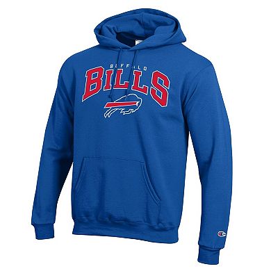 Men's Champion Royal Buffalo Bills Powerblend Arch over Logo Hoodie