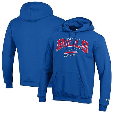 Men's Champion Royal Buffalo Bills Powerblend Arch over Logo Hoodie