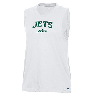 Women's Champion White New York Jets Muscle Tank Top