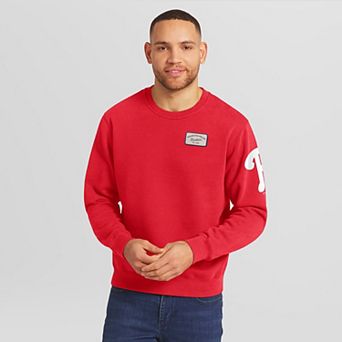 Men's Darius Rucker Collection by Fanatics Red Philadelphia Phillies Washed Crew Neck Pullover Sweatshirt