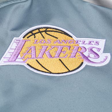Men's Mitchell & Ness Blue/Silver Los Angeles Lakers Thunderstorm Lightweight Satin Full-Snap Jacket