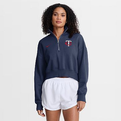 Women's Nike Navy Minnesota Twins Primetime Phoenix Fleece Half-Zip Sweatshirt