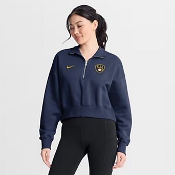 Women's Nike Navy Milwaukee Brewers Primetime Phoenix Fleece Half-Zip Sweatshirt