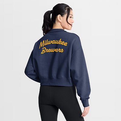 Women's Nike Navy Milwaukee Brewers Primetime Phoenix Fleece Half