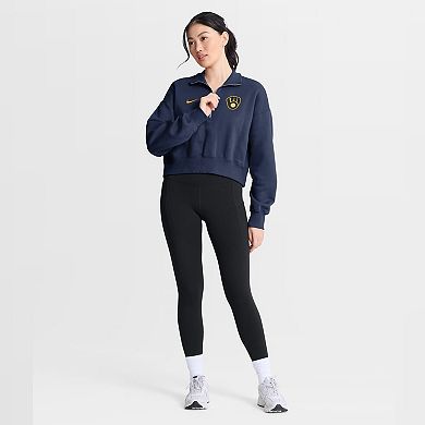 Women's Nike Navy Milwaukee Brewers Primetime Phoenix Fleece Half-Zip Sweatshirt