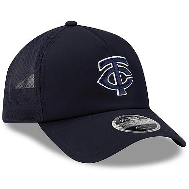 Men's New Era Navy Minnesota Twins 2026 Batting Practice Apex 9FORTY Adjustable Trucker Hat