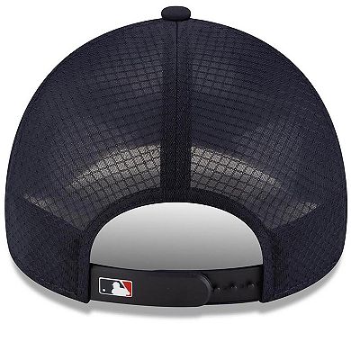 Men's New Era Navy Minnesota Twins 2026 Batting Practice Apex 9FORTY Adjustable Trucker Hat