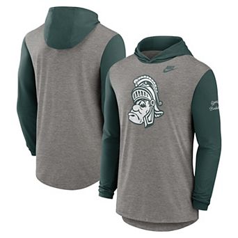Men's Nike Heather Gray/Green Michigan State Spartans Campus Legacy Tri-Blend Long Sleeve Hooded T-Shirt