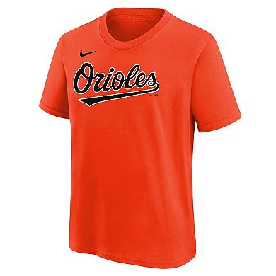 Youth Nike Jackson Holliday Orange Baltimore Orioles Name & Number T-Shirt