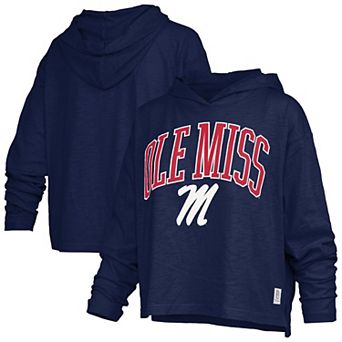 Women's Pressbox Navy Ole Miss Rebels Nelson Arch Over Logo Long Sleeve Hooded T-Shirt