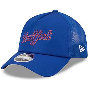 Men's New Era Royal New York Mets 2026 Batting Practice Apex 9FORTY Adjustable Trucker Hat