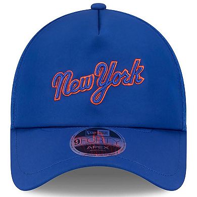 Men's New Era Royal New York Mets 2026 Batting Practice Apex 9FORTY Adjustable Trucker Hat