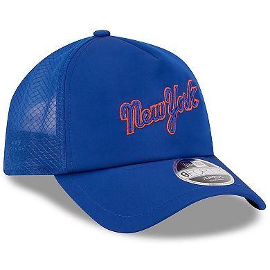 Men's New Era Royal New York Mets 2026 Batting Practice Apex 9FORTY Adjustable Trucker Hat