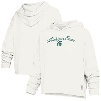 Women's Pressbox White Michigan State Spartans Faye Long Sleeve Hooded T-Shirt