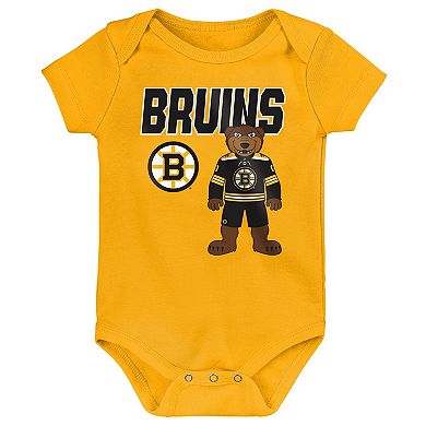 Infant & Newborn Outerstuff Boston Bruins Littlest Player Three-Pack Bodysuit Set