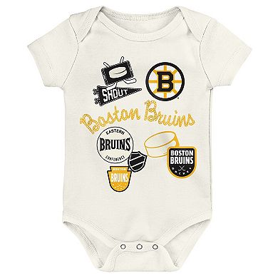 Infant & Newborn Outerstuff Boston Bruins Littlest Player Three-Pack Bodysuit Set