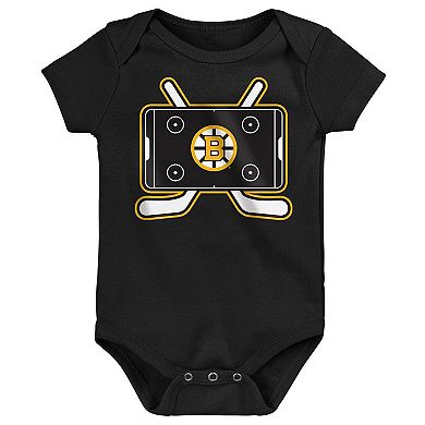 Infant & Newborn Outerstuff Boston Bruins Littlest Player Three-Pack Bodysuit Set