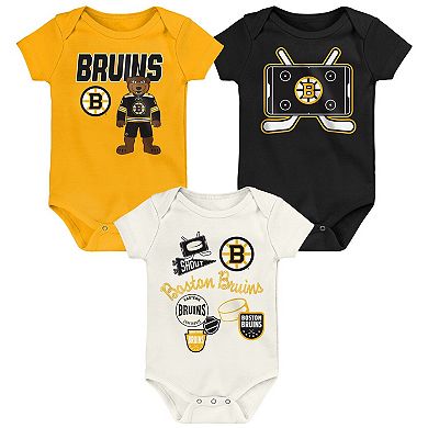 Infant & Newborn Outerstuff Boston Bruins Littlest Player Three-Pack Bodysuit Set